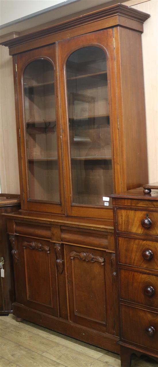A Victorian walnut bookcase, H.235cm